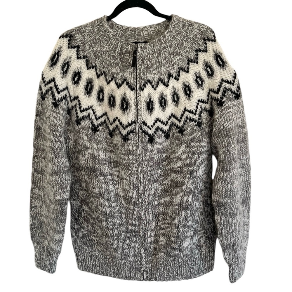 Icewear Hulda Gray Icelandic Wool Sweater With Zipper Cardigan NWT Large